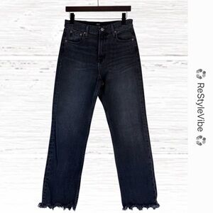 ABLE Women’s Size 28 Denim Jeans Raw Hem Black Wash High Rise Ankle Straight